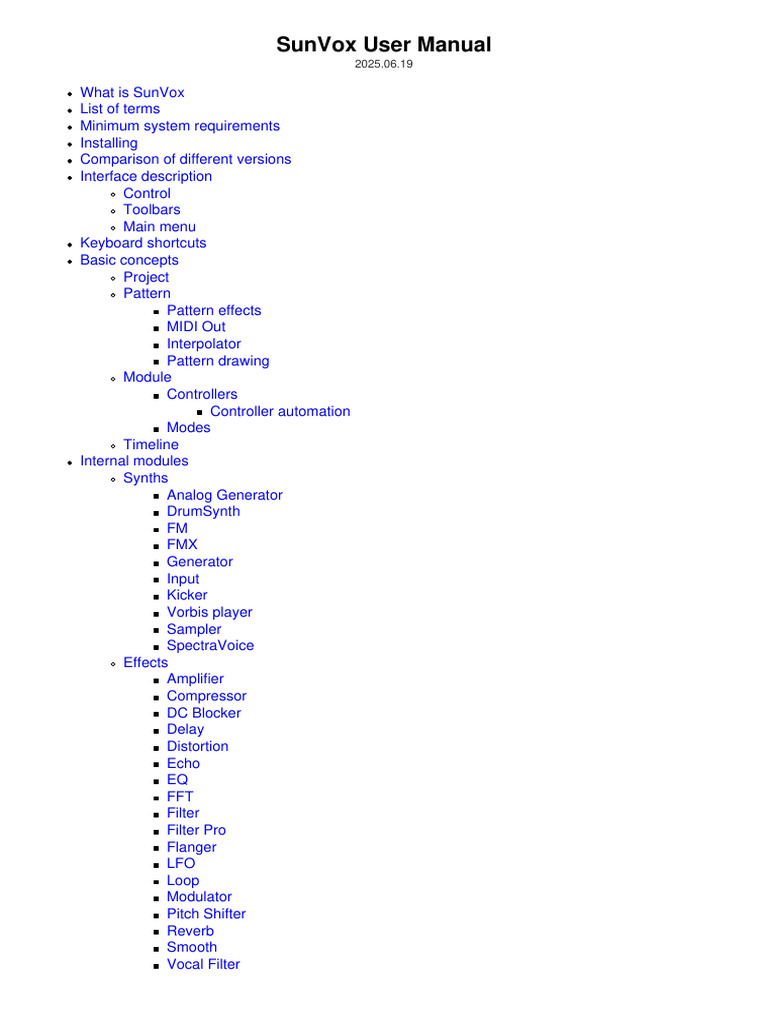 SunVox User Manual Overview | PDF | Button (Computing) | Window (Computing)