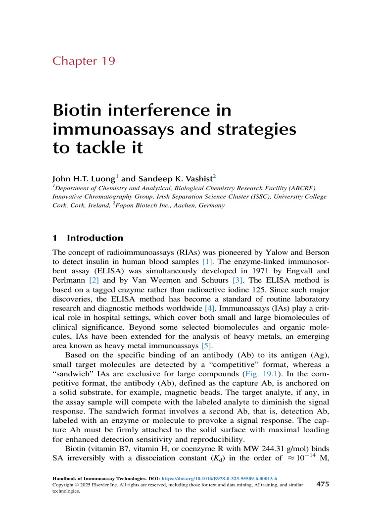 Biotin Interference in Immunoassays | PDF | Elisa | Immunoassay
