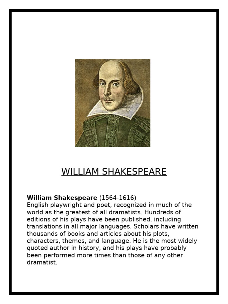 William Shakespear Infographic Presentation2 | PDF | William ...