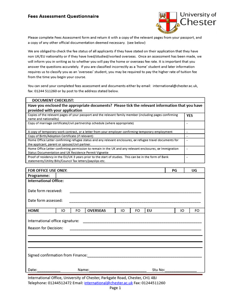 University Fees Assessment Form | PDF | Human Migration | Government ...
