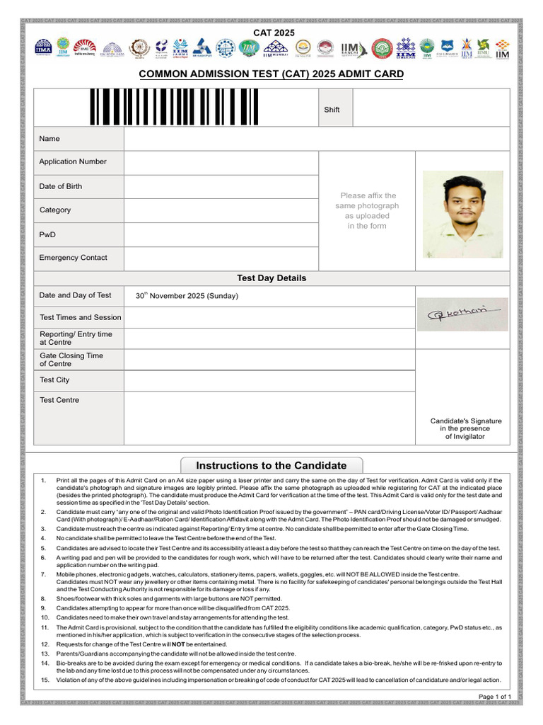 Admit Card 6 | PDF | Identity Document