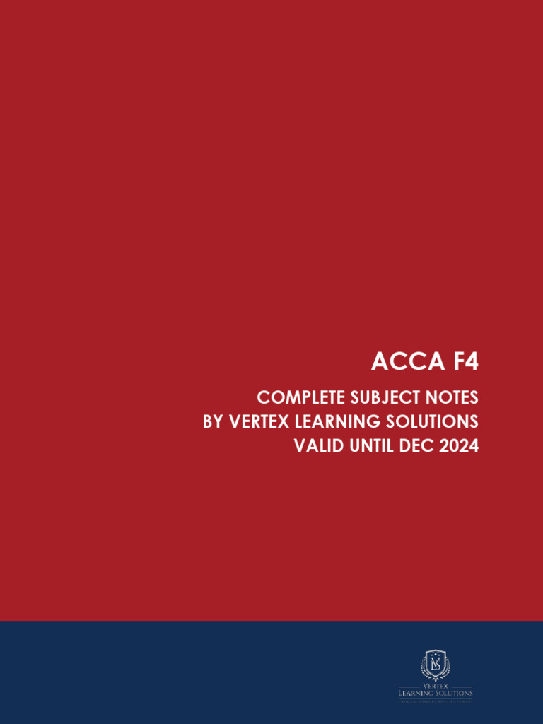 ACCA F4 Law Study Notes 2024 | PDF | Equity (Law) | Precedent