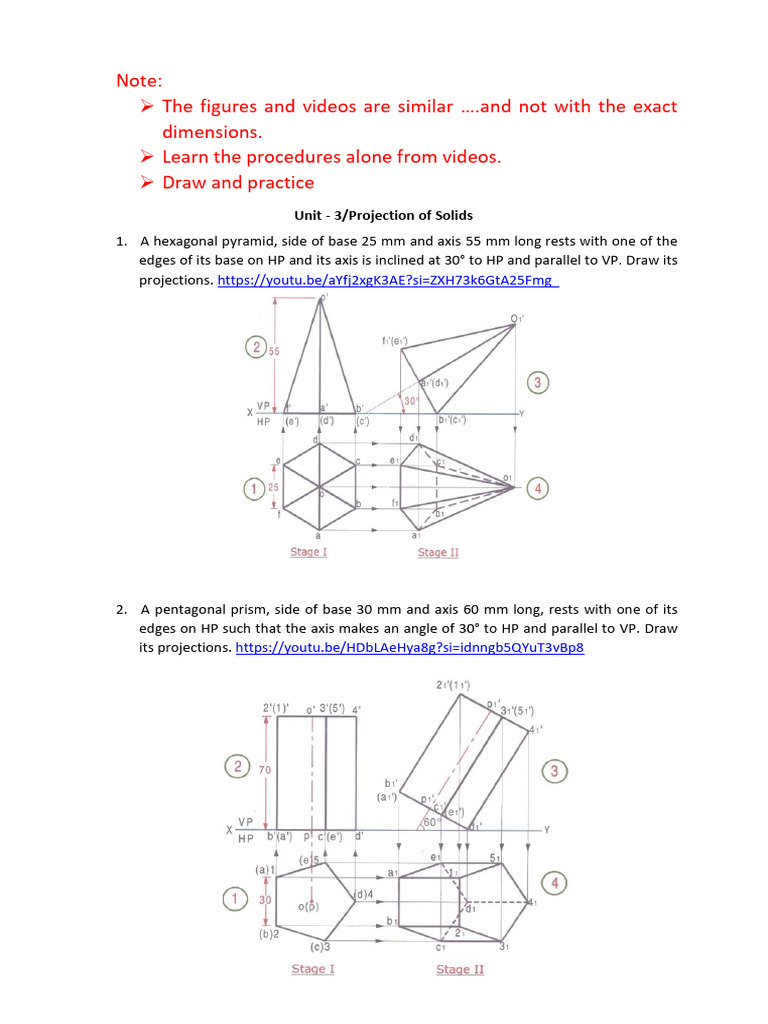Projection and Section of Solids Guide | PDF | Cartesian Coordinate ...
