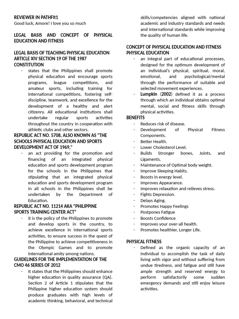 Legal Framework of Physical Education | PDF | Physical Fitness ...