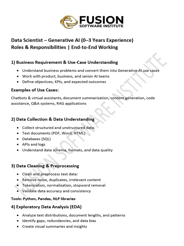 Data Scientist Role in Generative AI | PDF | Artificial Intelligence ...