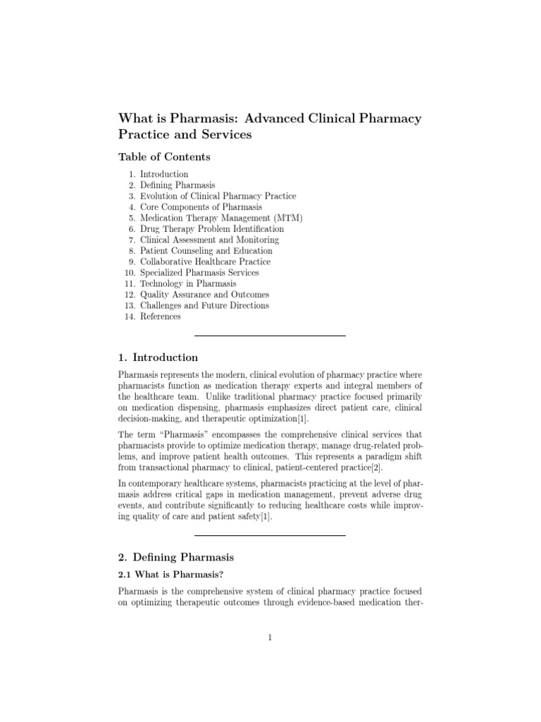 Understanding Pharmasis in Clinical Pharmacy | PDF | Pharmacy | Adverse ...