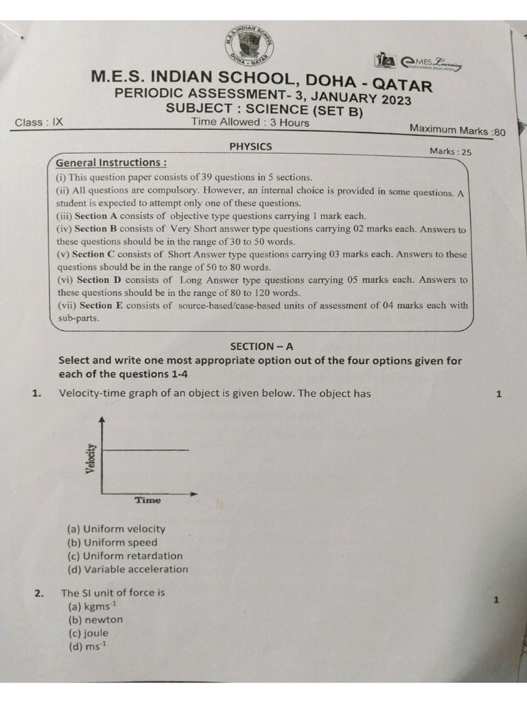 Model Question Paper Science | PDF