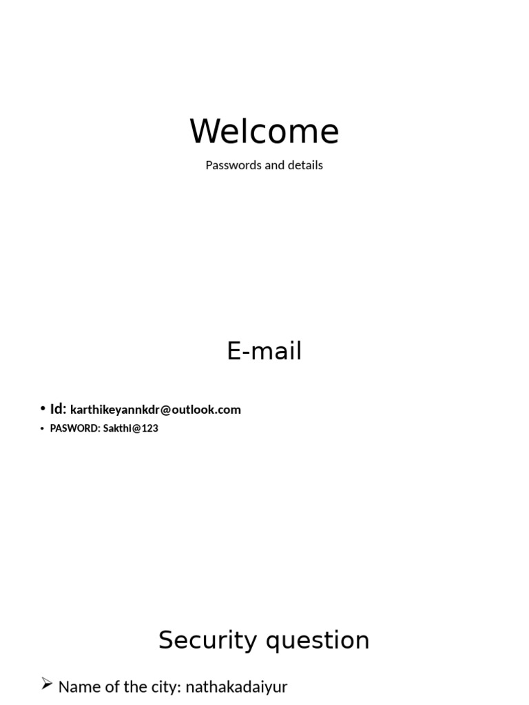 Passwords and Security Details Guide | PDF