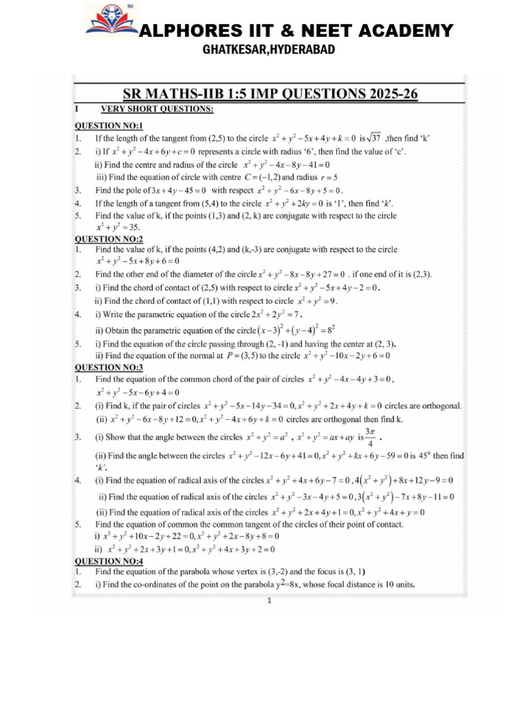 SR.MATHS II B | PDF