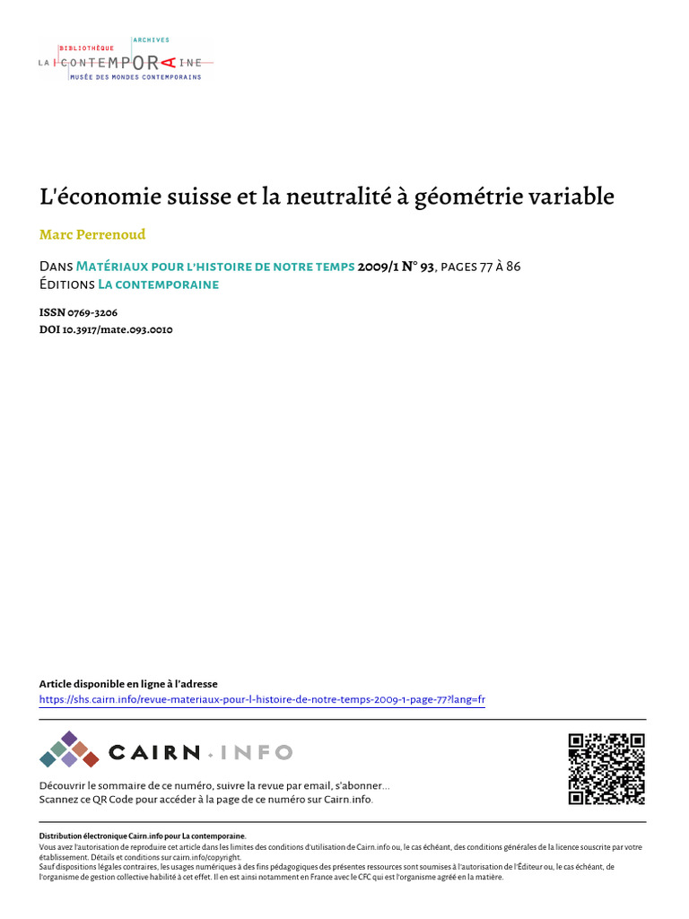 Économie suisse et neutralité variable | PDF | Crédit | Finance et ...