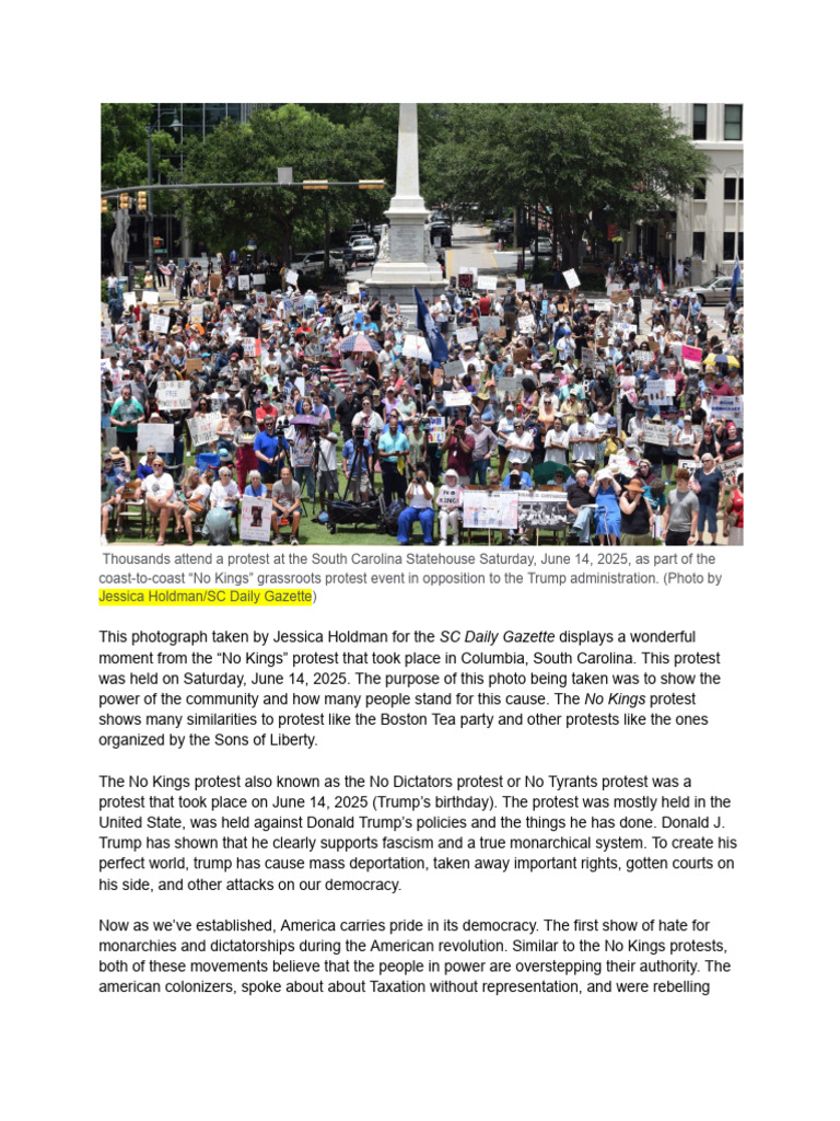 No Kings Protest in South Carolina | PDF