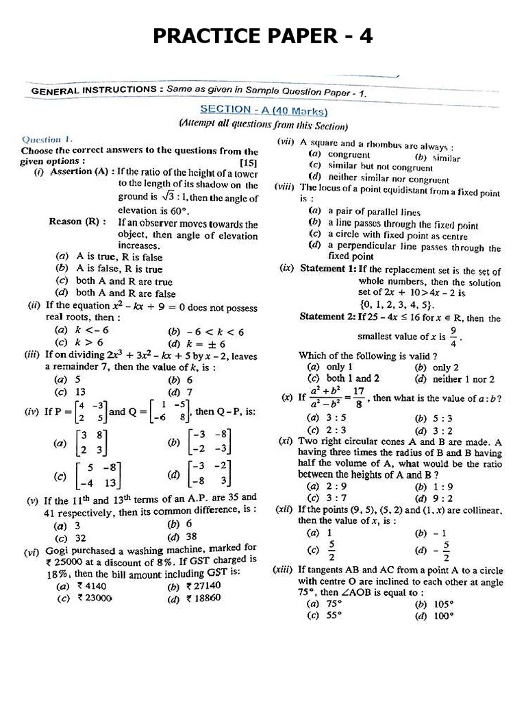Practice Paper 4 | PDF