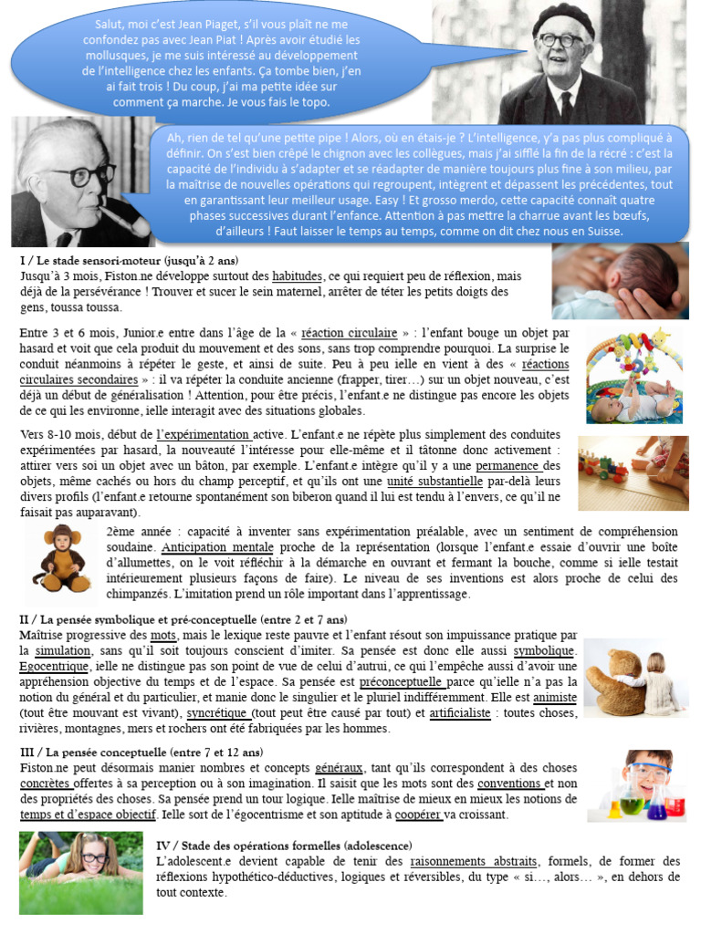 Les stades du développement intellectuel selon Piaget | PDF | Expérience