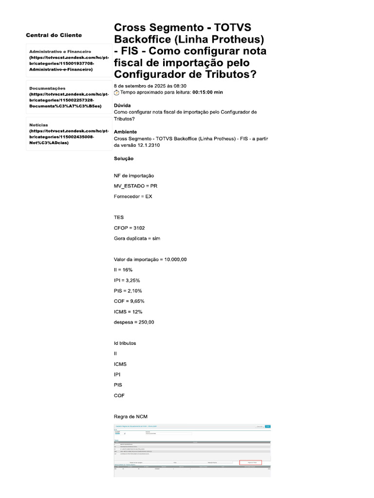 Cross Segmento - ToTVS Backoffice - FIS - Como Configurar Nota Fiscal ...