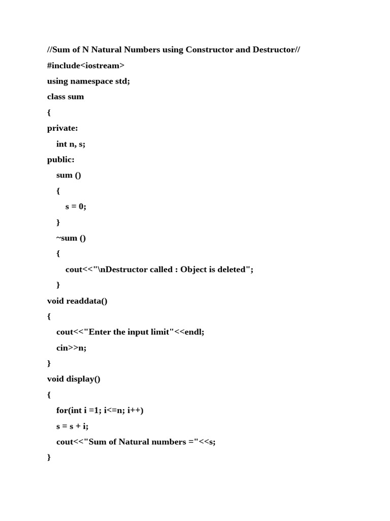 Sum of Natural Numbers in C++ | PDF