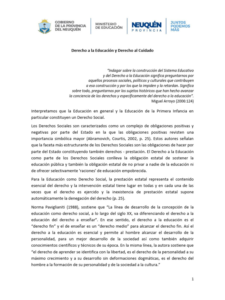 Derecho A La Educaciòn y Derecho Al Cuidado (1) REDONDO | PDF ...