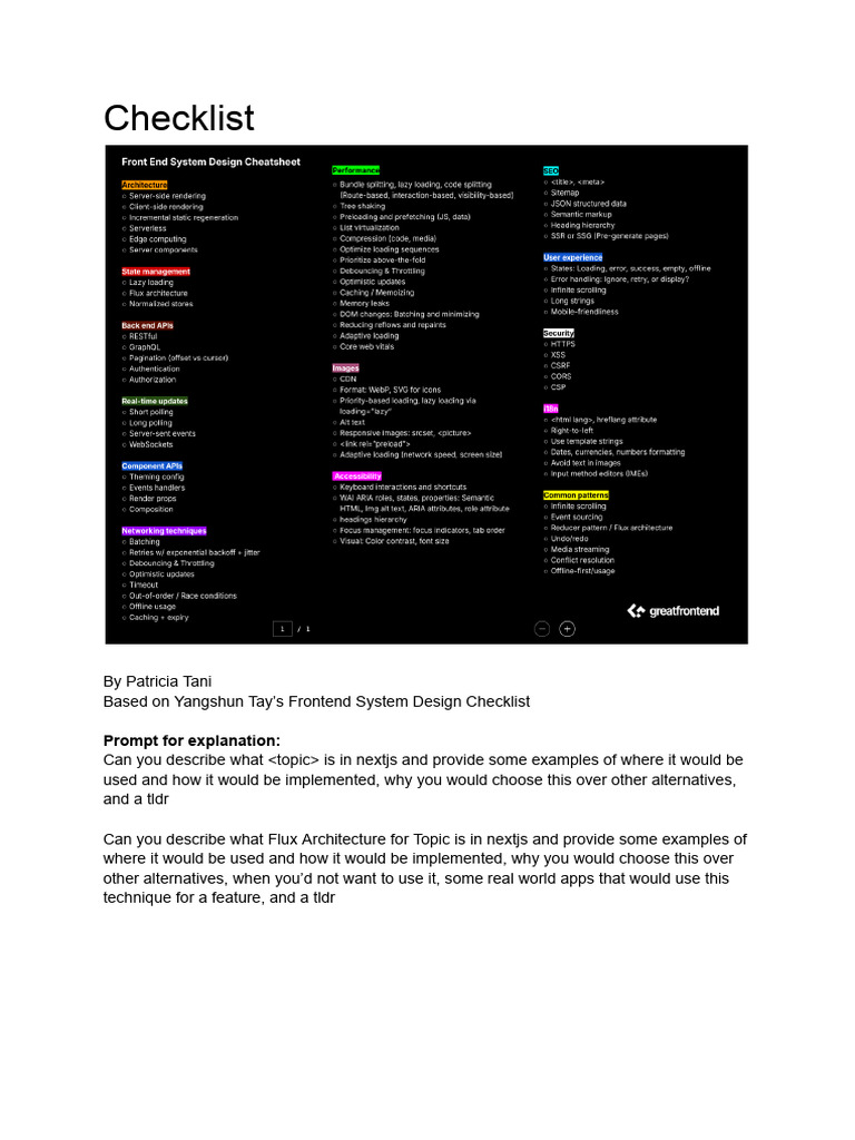 Nextjs Frontend System Design Checklist | PDF | Cache (Computing ...