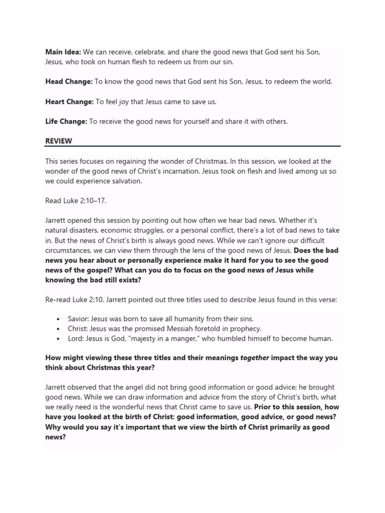 Class 2 | PDF | The Gospel | Jesus