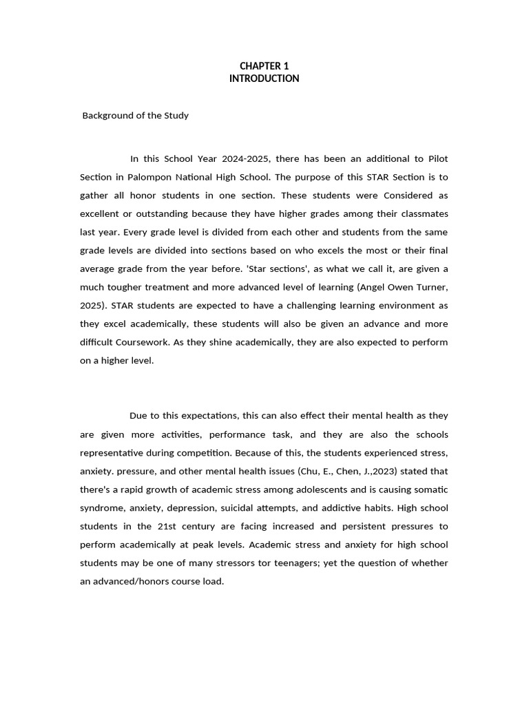 Academic Pressure and Mental Health in STAR Students | PDF ...