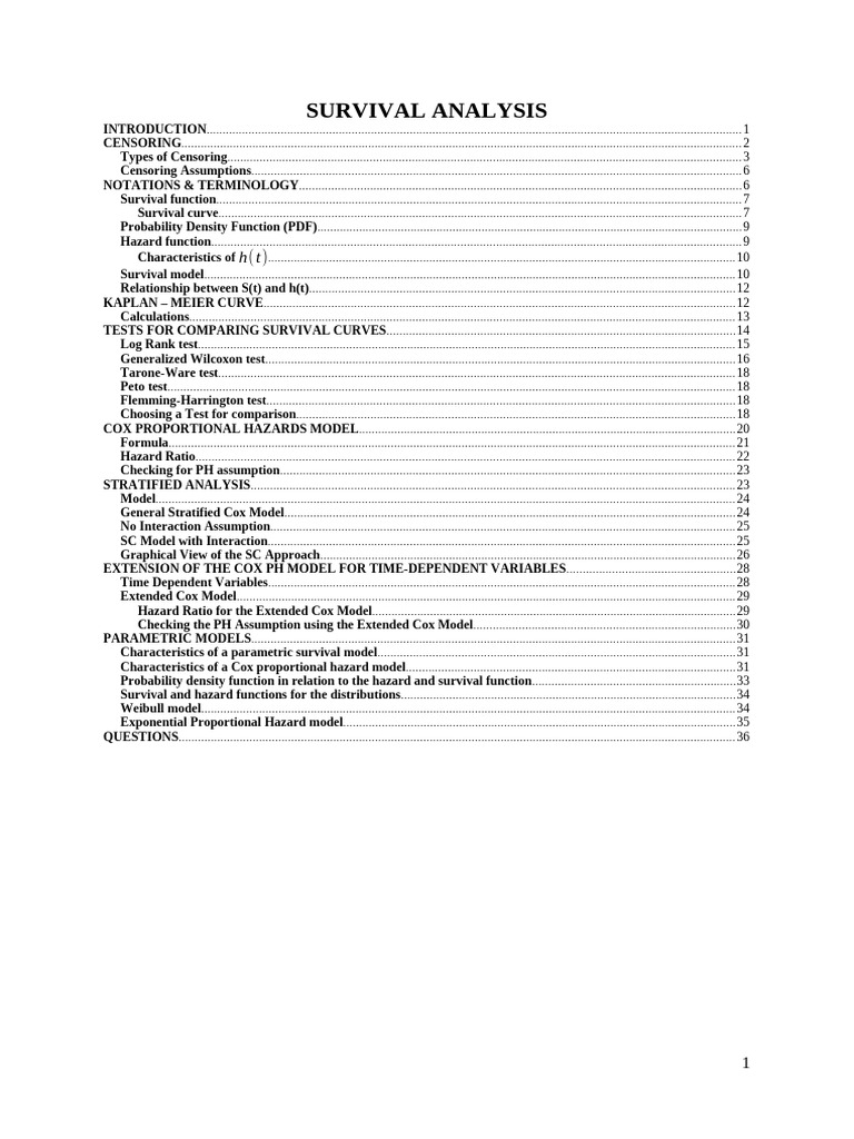 Survival Analysis Techniques Explained | PDF | Function (Mathematics ...