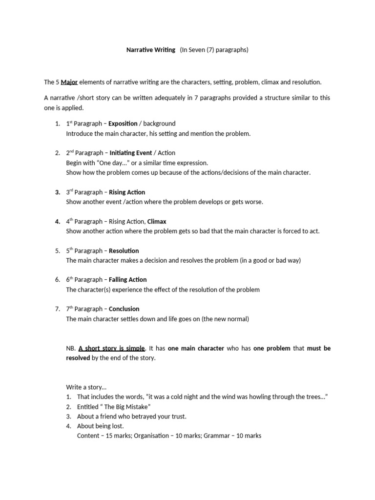 Guide to 7-Paragraph Narrative Writing | PDF
