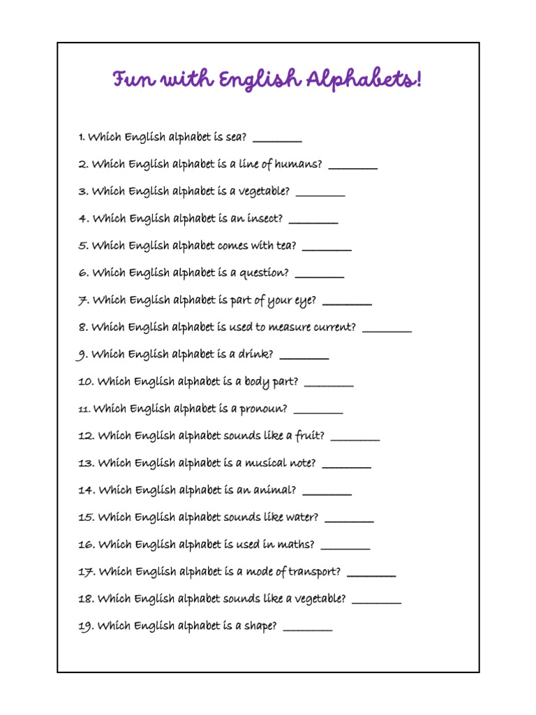 Fun Alphabet Riddles for Kids | PDF