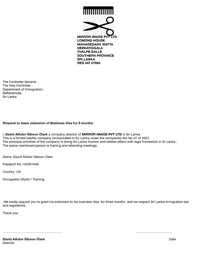 Company Request Letter David | PDF