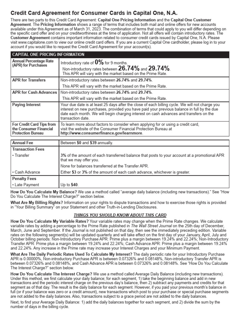 Credit Card Agreement for Consumer Card.pdf-255667 | PDF | Credit Card ...