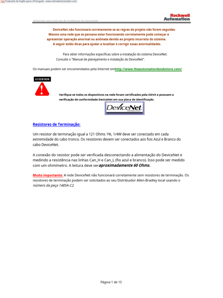Solução de Problemas do DeviceNet | PDF | Fonte de energia | Topologia ...