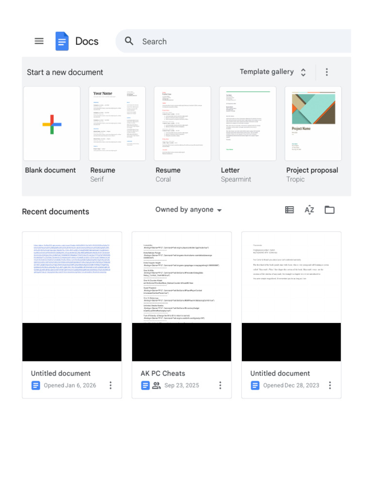 Recent Document List Overview | PDF