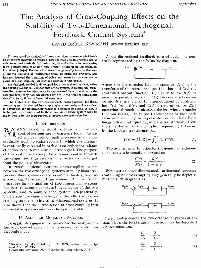 The Analysis of Cross-coupling Effects on the Stability of Two ...
