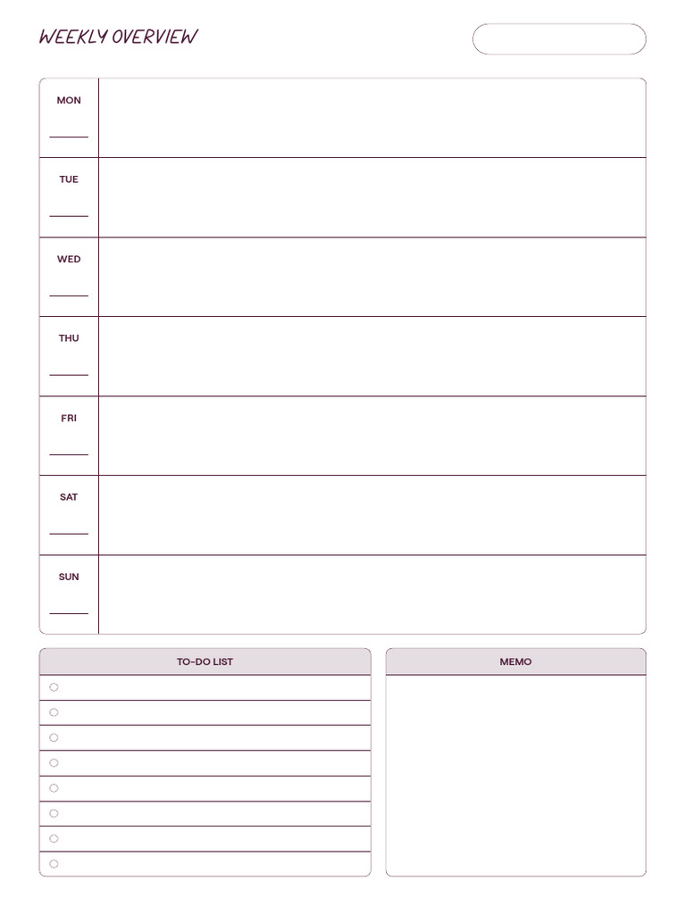 Weekly Overview (Pink) | PDF