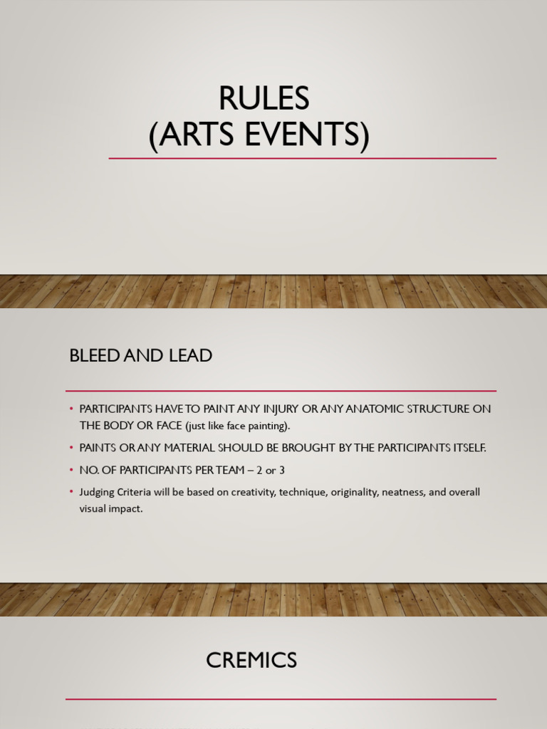 Arts Event Competition Rules | PDF