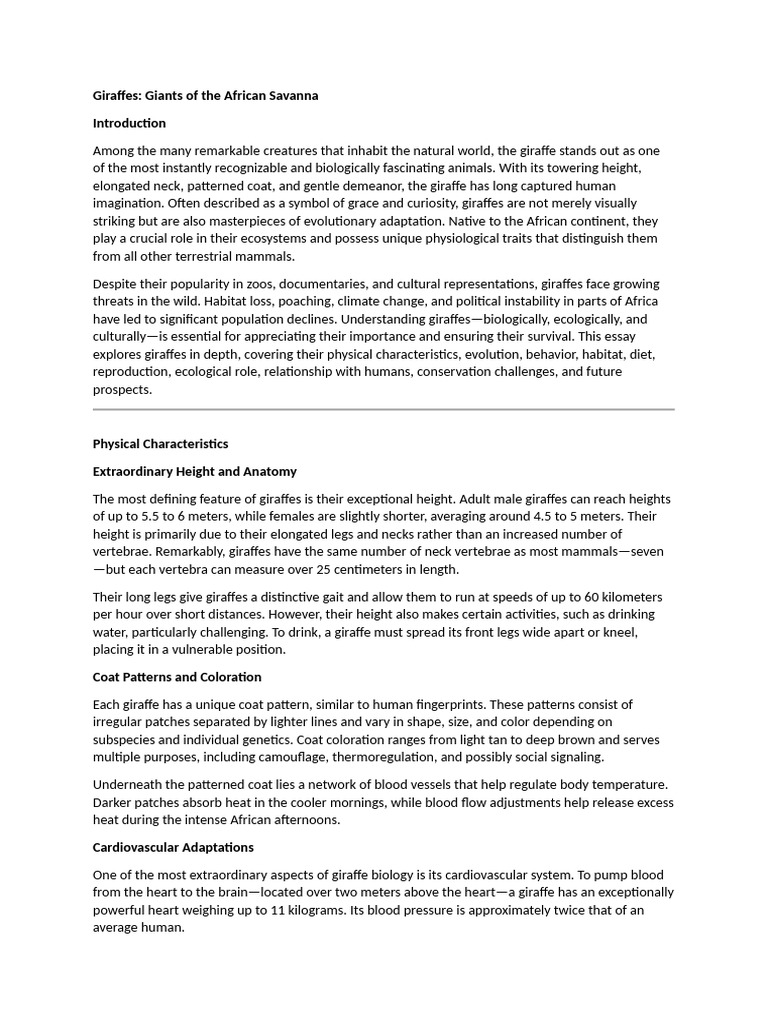 Giraffes | PDF | Giraffe | Conservation Biology