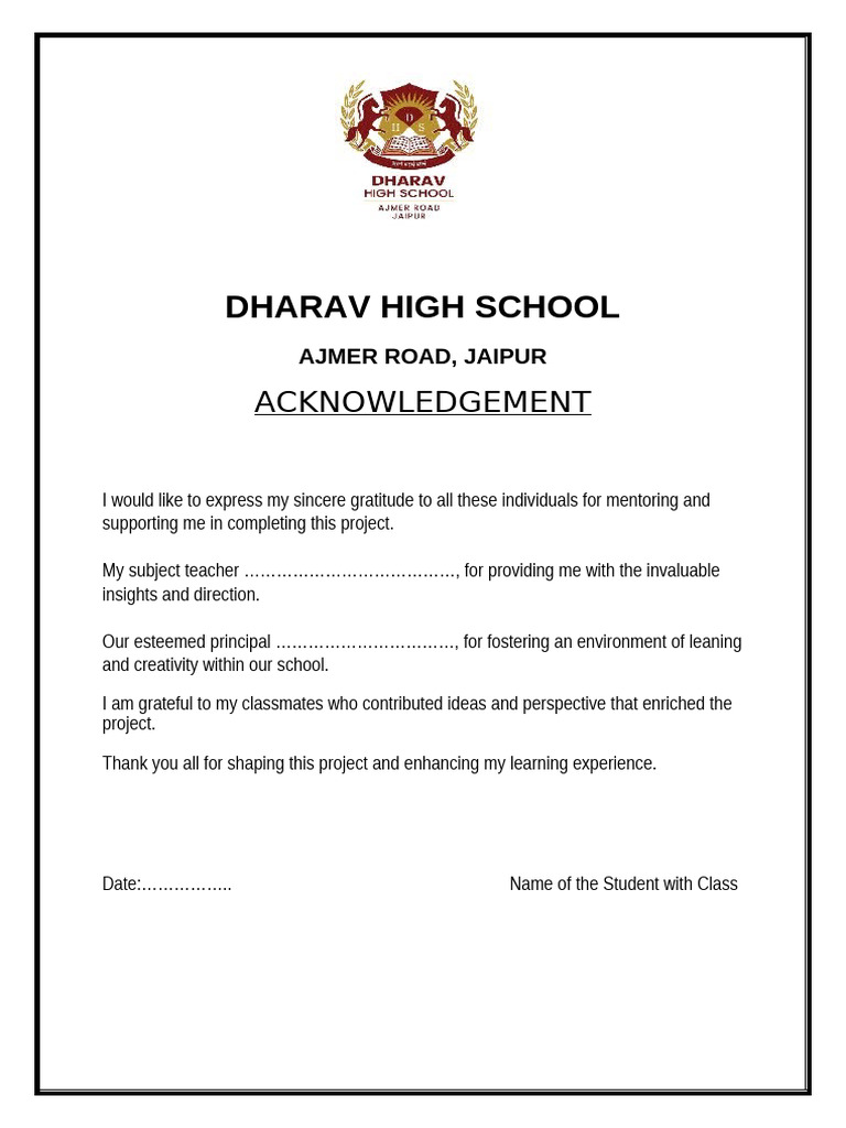 Acknowledgement (1) Final | PDF