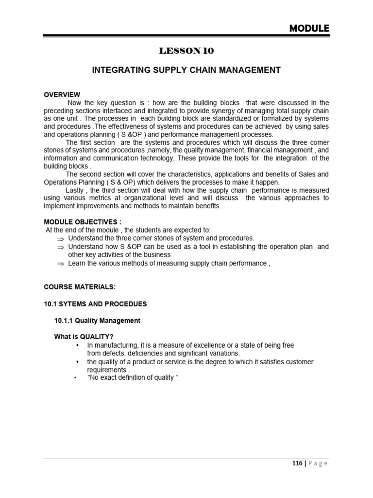 Lesson 10 Integrating Supply Chain | PDF | Inventory | Six Sigma