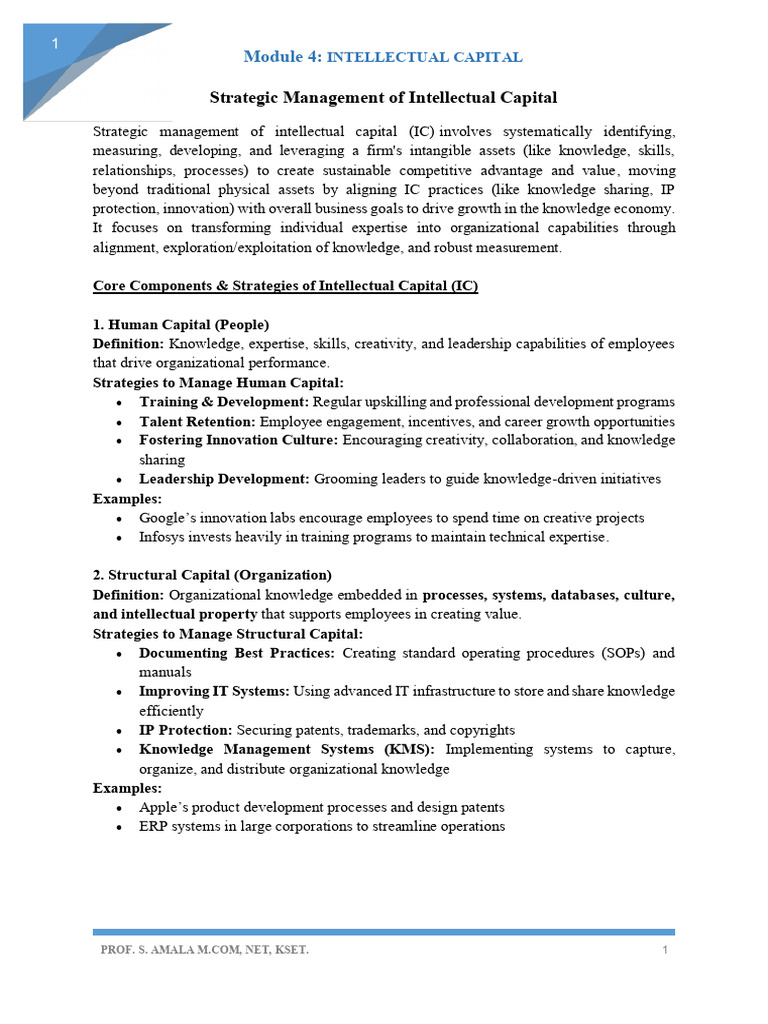 Strategic Management of Intellectual Capital | PDF | Employee Retention ...