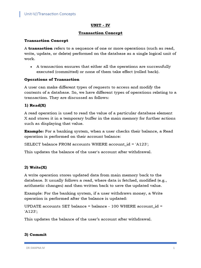 Understanding Database Transaction Concepts | PDF | Database ...