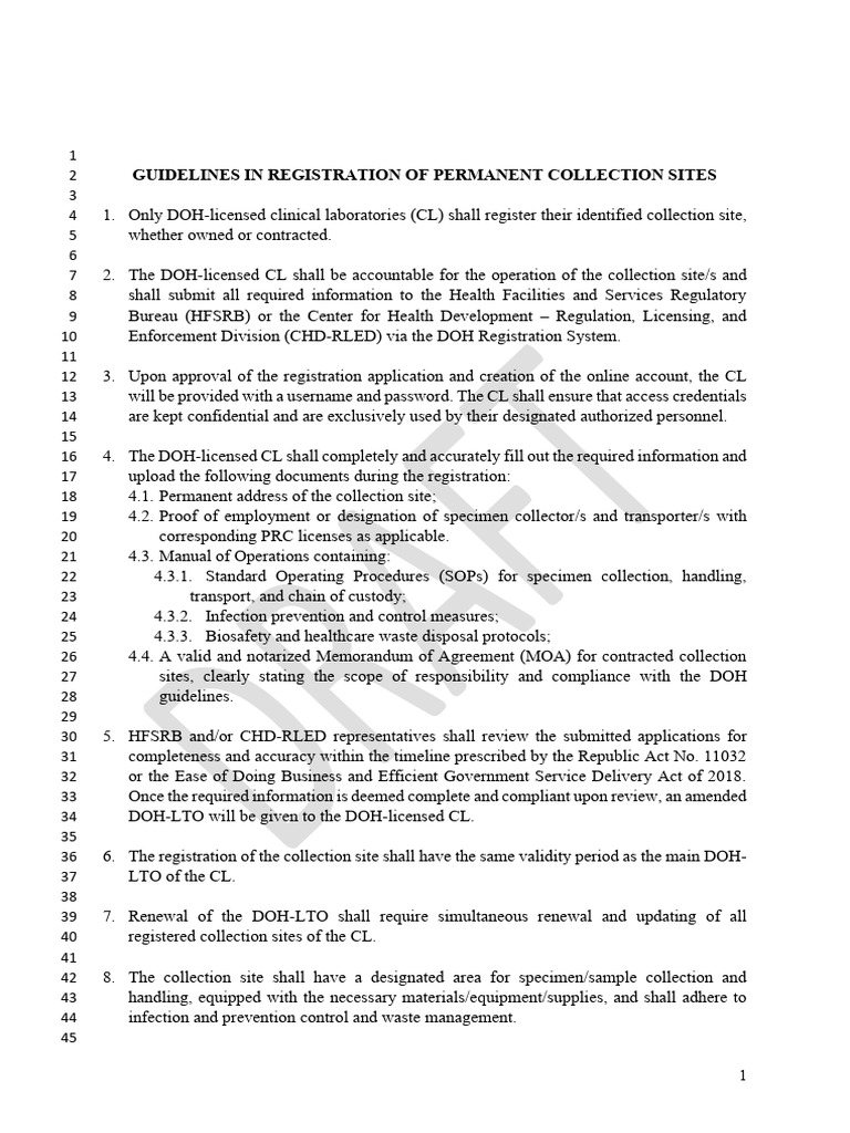 Guidelines for Registering Collection Sites | PDF | Health Care