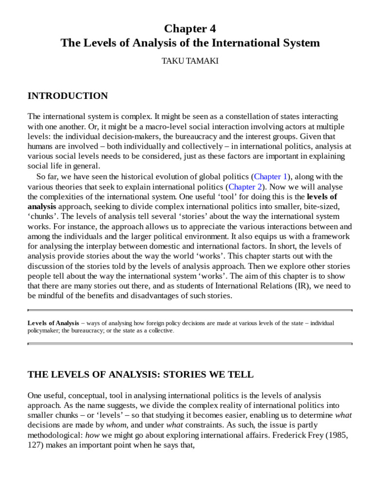 Levels of Analysis in International Relations | PDF | Identity (Social ...