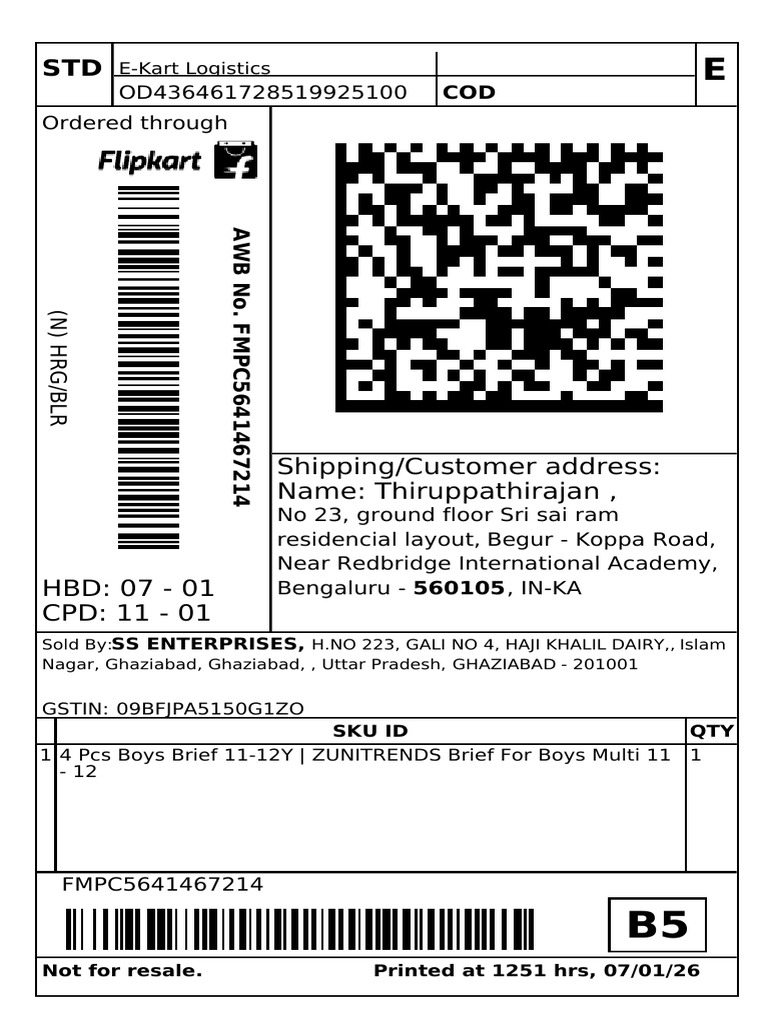 Boys Briefs Order Details and Shipping | PDF