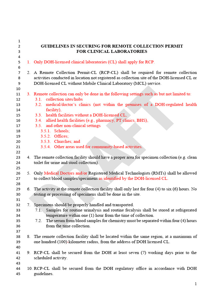 Remote Collection Permit Guidelines for Labs | PDF | Medical Laboratory ...