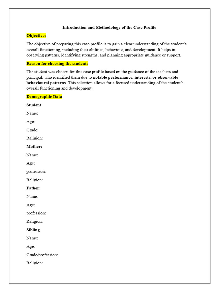Student Case Profile Methodology Overview | PDF