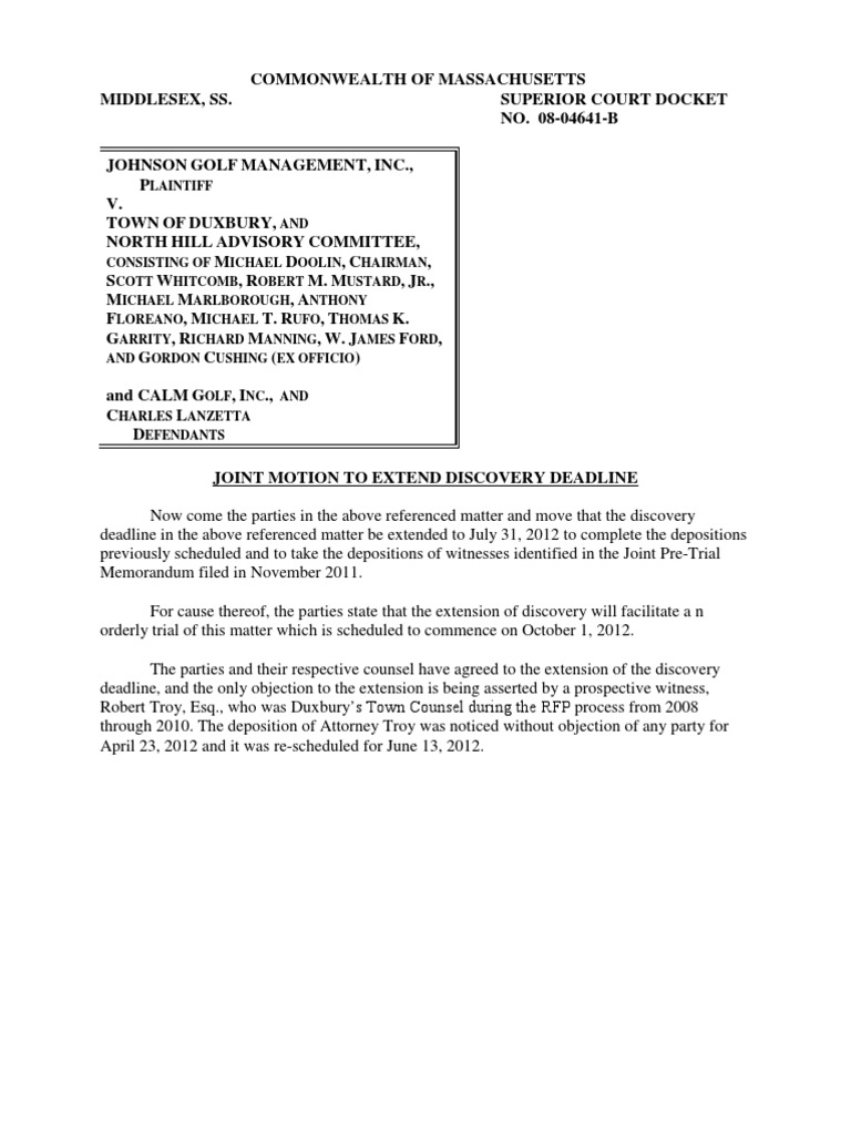 Joint Motion To Extend Discovery | PDF