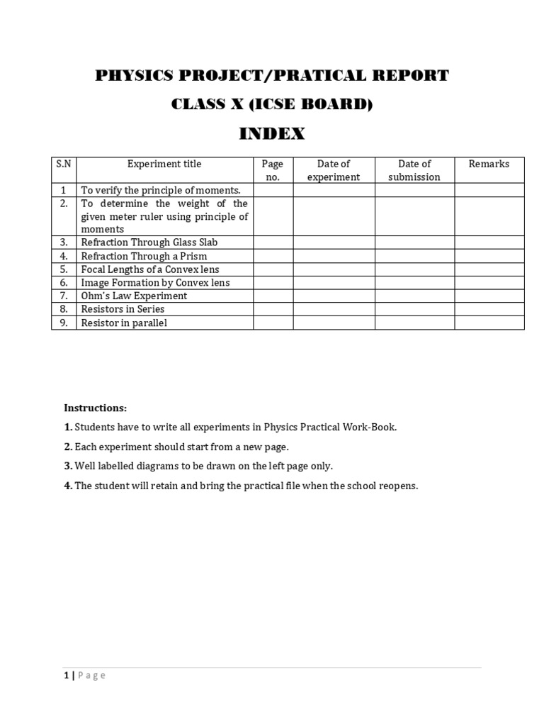 Class X Physics Practical Report | PDF | Series And Parallel Circuits ...