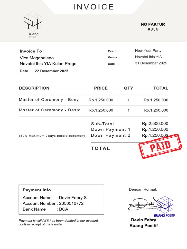 Invoice MC Novotel | PDF