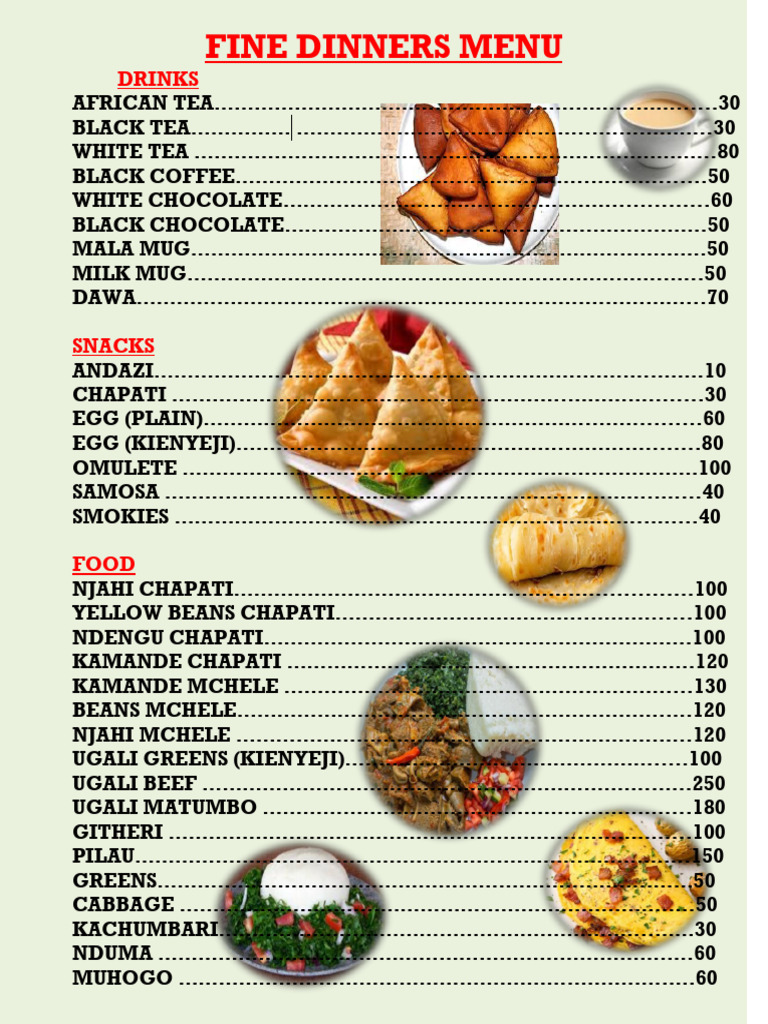 Fine Dinners Menu | PDF