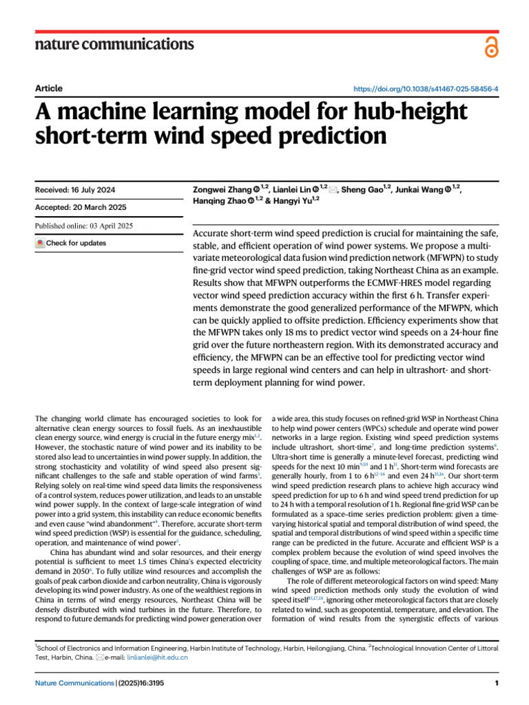 Short-Term Wind Speed Prediction Model | PDF | Autoregressive ...