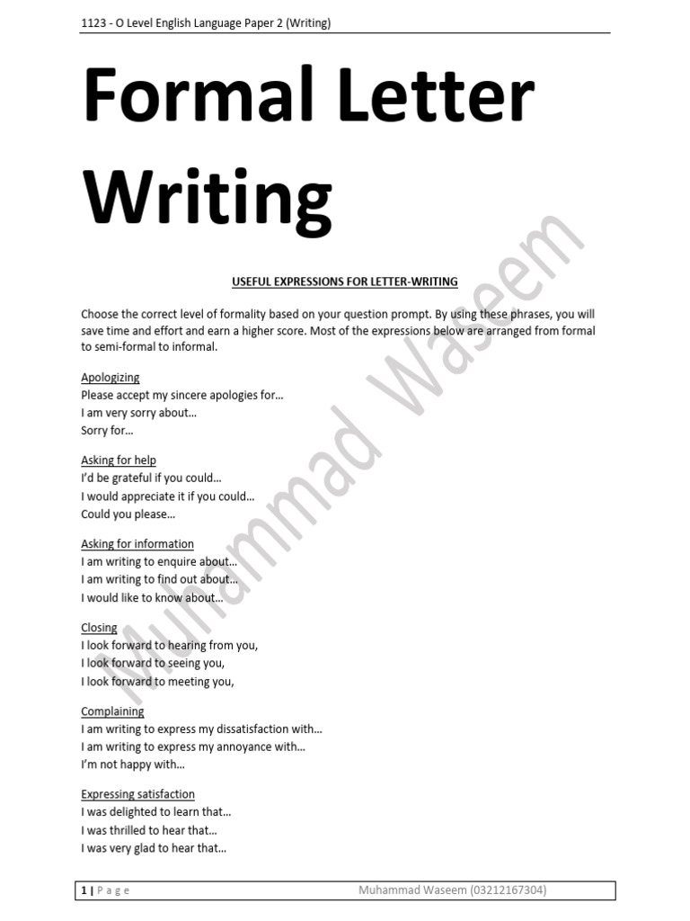 Essential Phrases for Formal Letter Writing | PDF