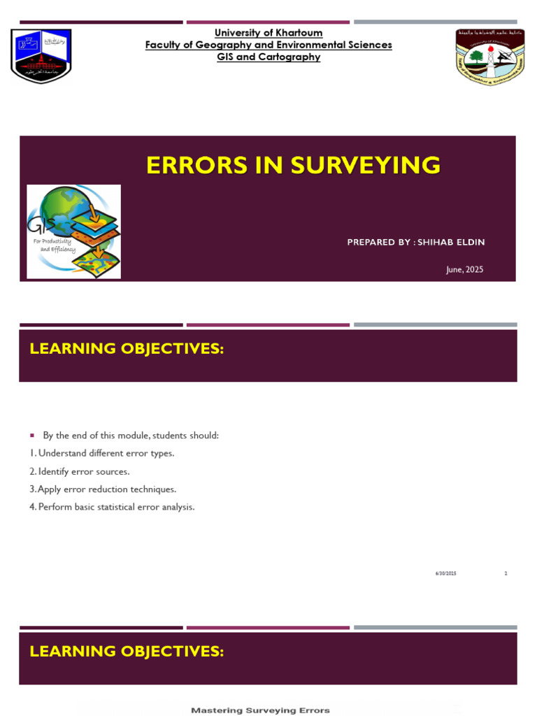 Surveying Errors: Types and Reduction Techniques | PDF | Error | Errors ...
